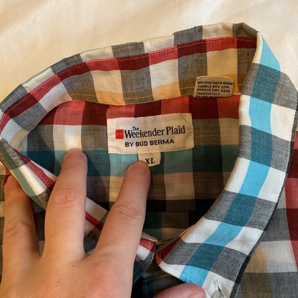 Bud Berma Weekender Plaid Long Sleeve Button Down Dress Shirt Size XL - Picture 5 of 12